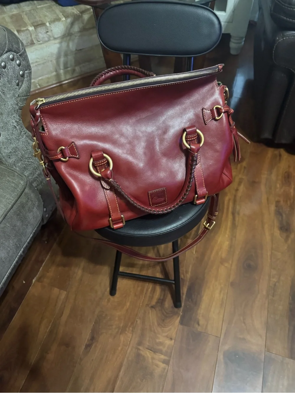 Dooney and Bourke Florentine Bordeaux Leather Satchel Handbag - Women Bags
